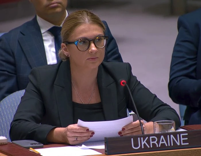 Phó Đại diện Thường trực của Ukraine tại LHQ Khrystyna Hayovyshyn. Ảnh: UN WEB TV