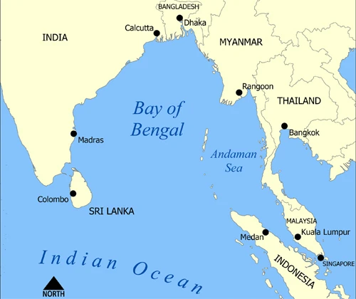 Bản đồ cho thấy vị trí của vịnh Bengal. Đồ họa:Wikipedia bengal-8691-1399173701.jpg