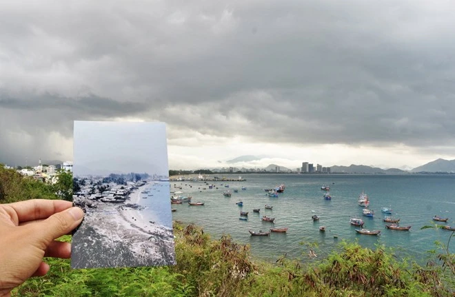 Bức ảnh tư liệu của Alfred Eisenstaedt chụp bãi biển thơ mộng của Nha Trang năm 1968 và hình ảnh về nó gần 5 thập niên sau đó. Ảnh Việt Nam xưa và nay trên báo Mỹ