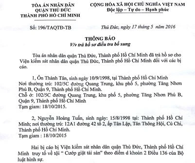 Tòa trả hồ sơ vụ cướp giật bánh mì ảnh 1 Tòa trả hồ sơ vụ cướp giật bánh mì ảnh 1