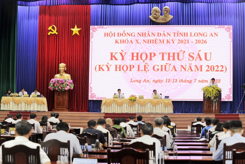 Quang cảnh kỳ họp thứ 6 HĐND tỉnh Long An khóa X, nhiệm kỳ 2021-2026. Quang cảnh kỳ họp thứ 6 HĐND tỉnh Long An khóa X, nhiệm kỳ 2021-2026.