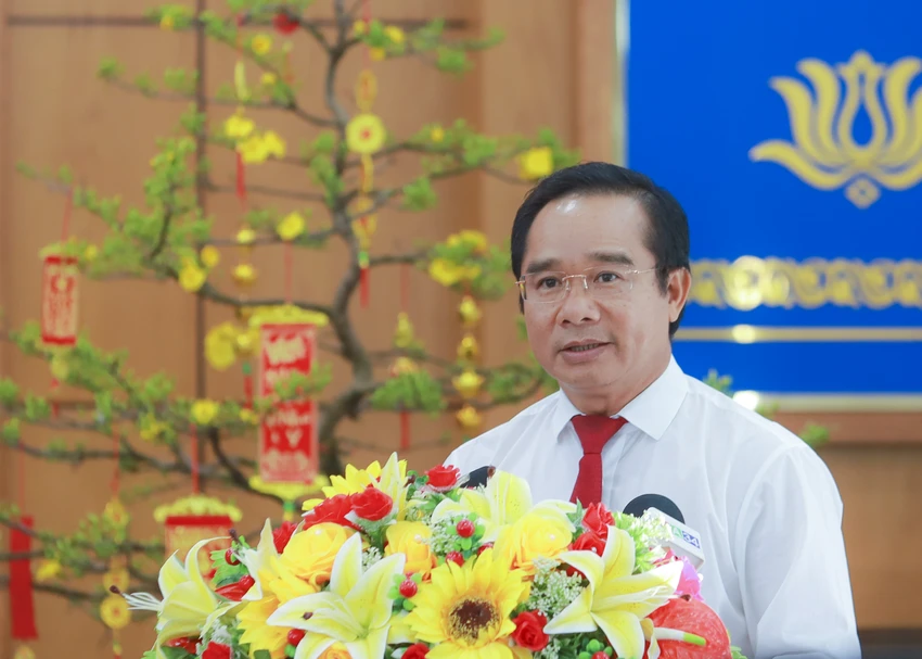 Bí thư tỉnh ủy Long An Nguyễn Văn Được phát biểu tại buổi họp mặt. Ảnh: HUỲNH DU Bí thư tỉnh ủy Long An Nguyễn Văn Được phát biểu tại buổi họp mặt. Ảnh: HUỲNH DU