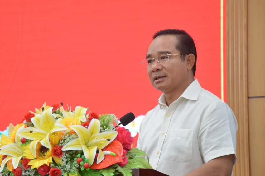 Bí thư Tỉnh ủy Nguyễn Văn Được phát biểu tại buổi trao quyết định. Ảnh: HD Bí thư Tỉnh ủy Nguyễn Văn Được phát biểu tại buổi trao quyết định
