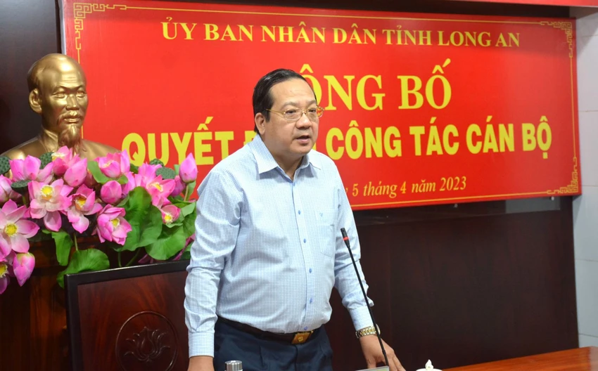 Phó Chủ tịch UBND tỉnh Nguyễn Minh Lâm phát biểu tại buổi công bố. Ảnh: CTV Phó chủ tịch UBND tỉnh Long An - Nguyễn Minh Lâm