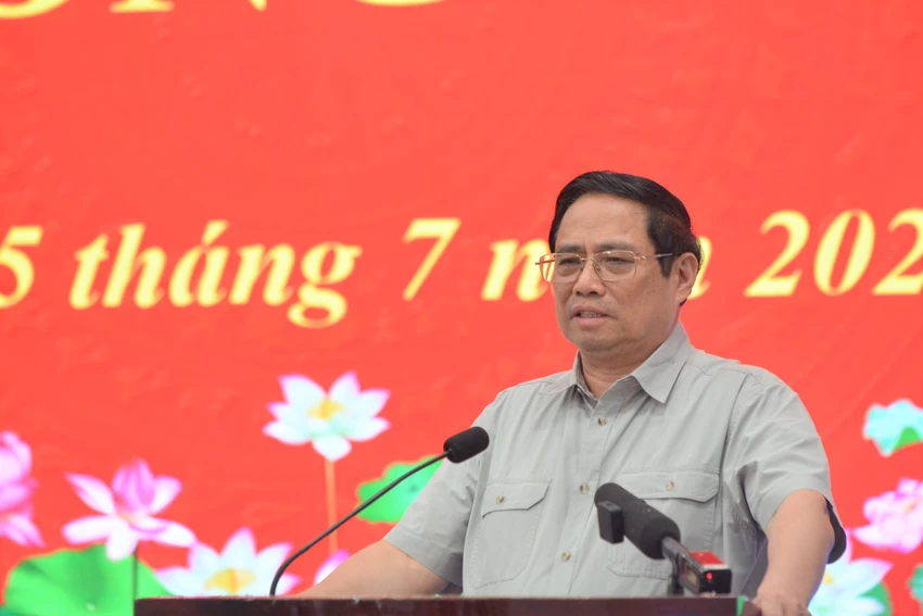 Thủ tướng Chính phủ - Phạm Minh Chính phát biểu tại buổi làm việc. Ảnh: HD Thủ tướng Chính phủ - Phạm Minh Chính phát biểu tại buổi làm việc. Ảnh: HD