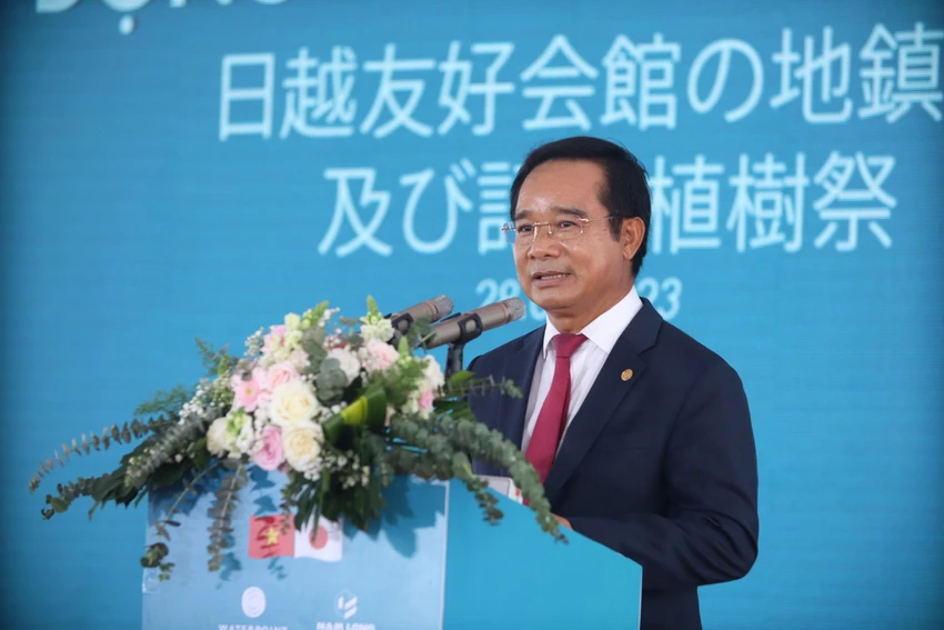 Ông Nguyễn Văn Được – Bí thư Tỉnh ủy phát biểu tại lễ động thổ. Ảnh: HD