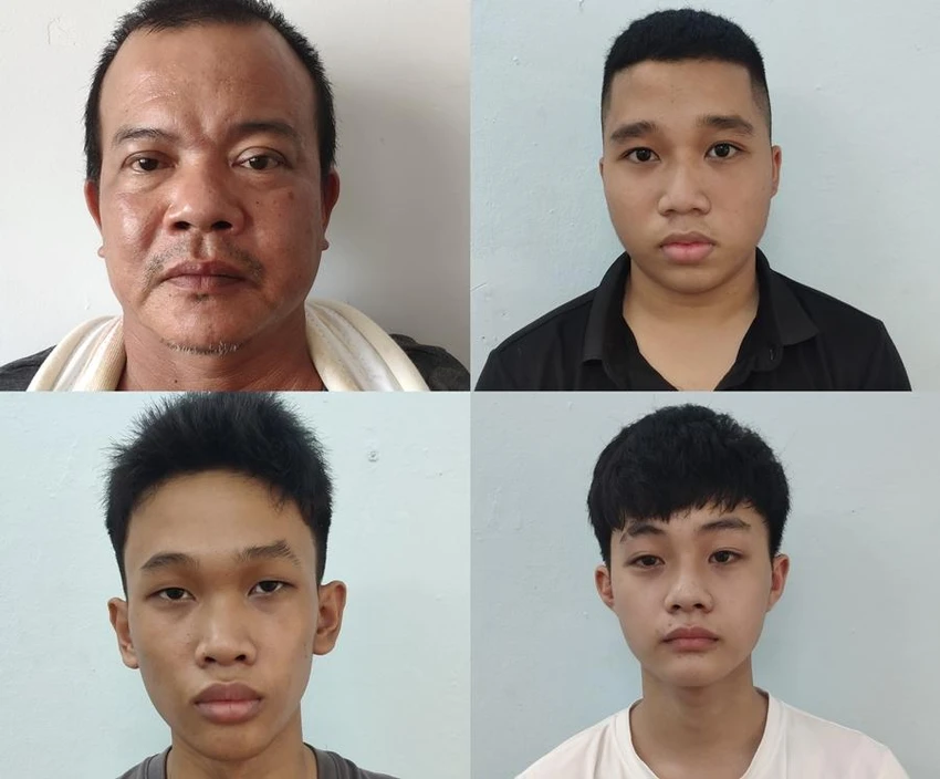 Bốn trong bảy nghi phạm bị bắt khẩn cấp. Ảnh: H.H Bốn trong bảy nghi phạm bị bắt khẩn cấp. Ảnh: H.H
