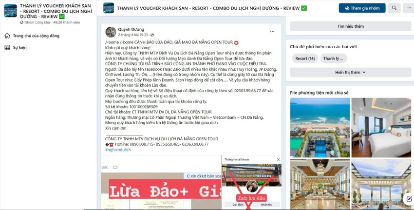 Thông tin giả mạo mà Trang đăng trên mạng. Ảnh: CACC Thông tin giả mạo mà Trang đăng trên mạng. Ảnh: CACC