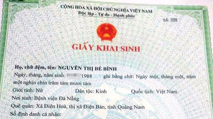 gia dinh rat khac o da nang, giay khai sinh cho chi binh