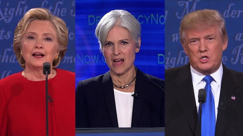 Từ trái qua: Bà Hillary Clinton, bà Jill Stein, ông Donald Trump.