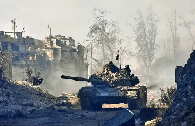 Quân chính phủ tại quận Sahat al-Melh, Aleppo. 