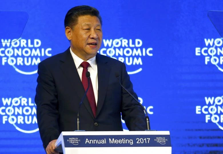 Chủ tịch Trung Quốc Tập Cận Bình tại Diễn đàn Kinh tế Thế giới ở Davos (Thụy Sĩ) ngày 17-1. Ảnh: REUTERS