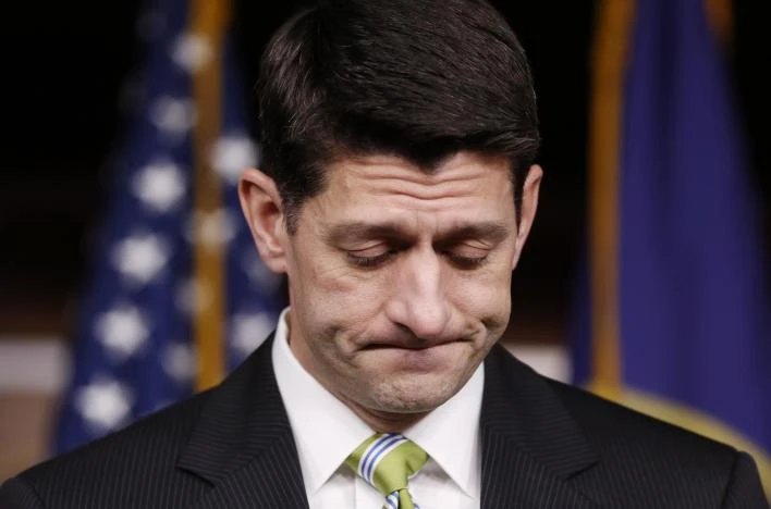 Chủ tịch Hạ viện Paul Ryan trong cuộc họp báo sau khi dự luật bảo hiểm y tế thay thế Obamacare bị Hạ viện hủy bỏ phiếu, ngày 24-3. Ảnh: REUTERS