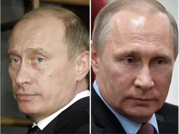 Ông Putin năm 2005 (trái) và năm 2017. Ảnh: NATIONAL POST
