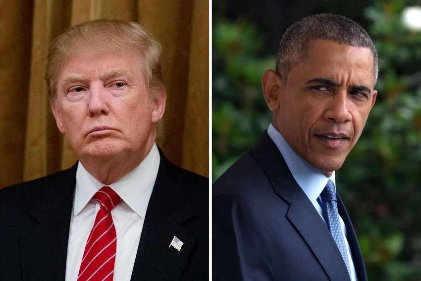 Ông Obama (phải) tự hào luật bảo hiểm y tế Obamacare được dân Mỹ ưa chuộng hơn cả ông Trump (trái). Ảnh: INTERNET