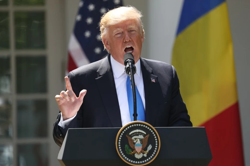 Tổng thống Trump trong cuộc họp báo tại Nhà Trắng ngày 9-6. Ảnh: AP