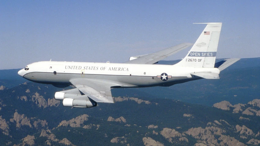 Máy bay Boeing OC-135B của Không quân Mỹ hoạt động theo hiệp ước Bầu trời mở. Ảnh: RUSSIA TODAY