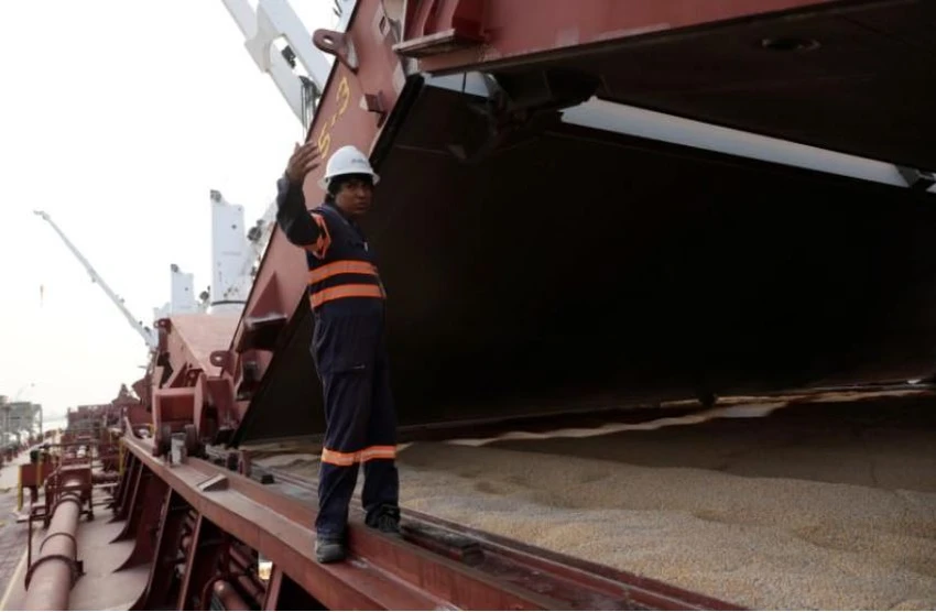Tàu chở bắp từ Mỹ nhập khẩu vào cảng Portimex ở TP Tuxpan, bang Veracruz (Mexico), ngày 21-2. Ảnh: REUTERS
