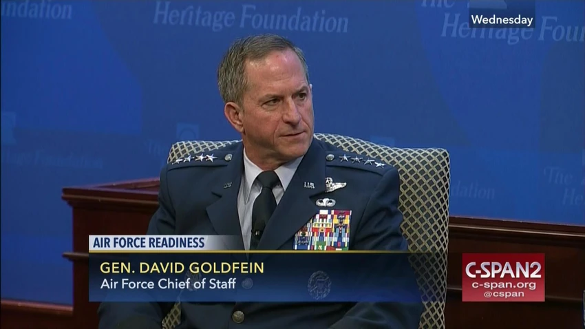 Tướng David Goldfein, đương kim Tham mưu trưởng Không quân có thể sẽ nhận vị trí Chủ tịch Hội đồng Tham mưu trưởng. Ảnh: C-SPAN
