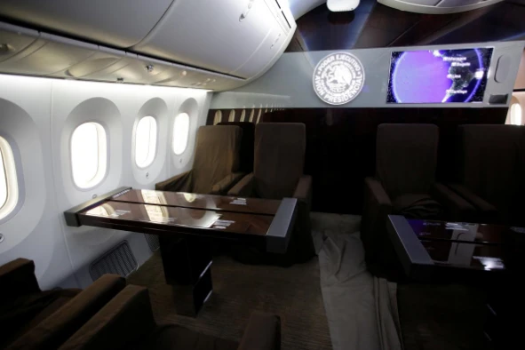 Nội thất chiếc chuyên cơ tổng thống Mexico Boeing 787-8 Dreamliner được giới thiệu với truyền thông trước khi được tân Tổng thống Andres Manuel Lopez Obrador rao bán ngày 2-12. Ảnh: REUTERS