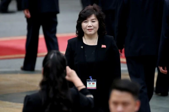 Thứ trưởng Ngoại giao Triều Tiên Choe Son-hui tại Hà Nội ngày 1-3. Ảnh: REUTERS