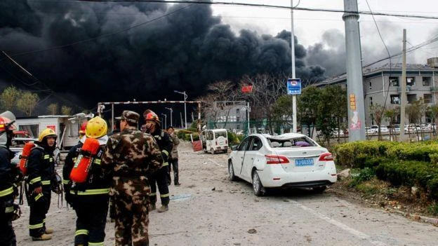 Vụ nổ quá mạnh đến nỗi gây ra một trận động đất mạnh 3 độ Richter. Ảnh: REUTERS