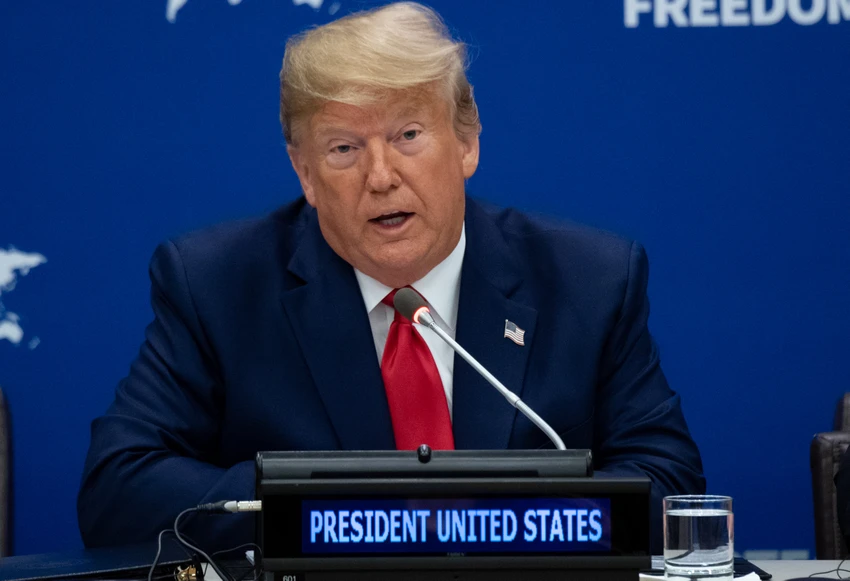Tổng thống Mỹ Donald Trump tại phiên họp về khí hậu ngày 23-9 trong khuôn khổ kỳ họp Đại Hội đồng LHQ. Ảnh: CNN