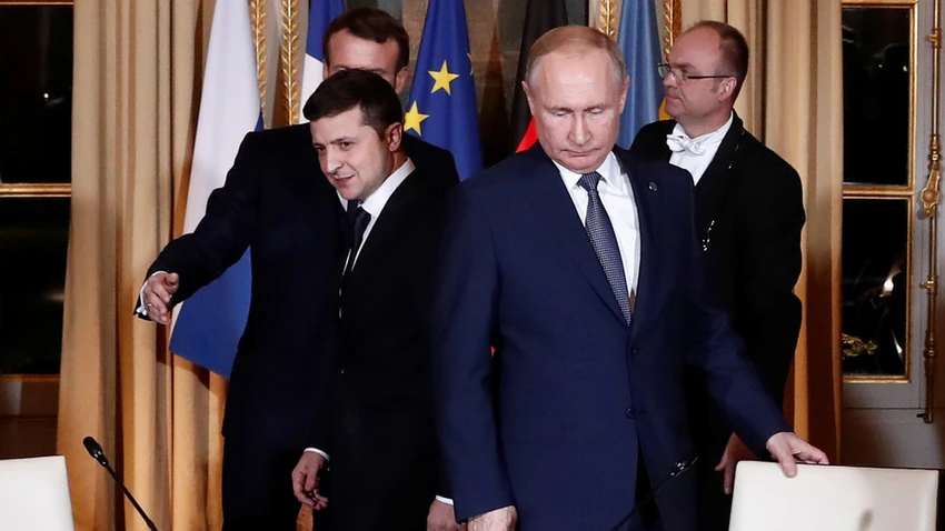 Các lãnh đạo Bộ tứ Normandy – Pháp, Đức, Nga, Ukraine gặp nhau tại Paris (Pháp) ngày 9-12. Ảnh: REUTERS