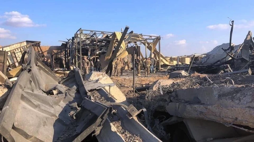 Căn cứ Ayn al-Asad sau khi hứng tên lửa Iran. Ảnh: TWITTER