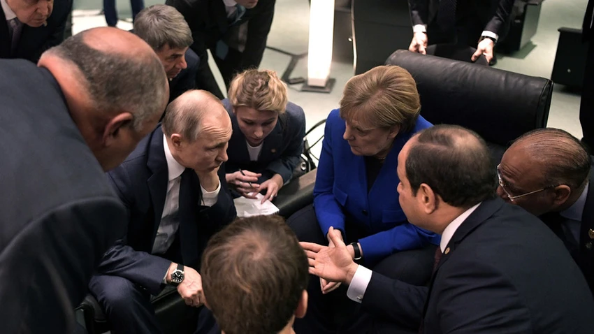 Nhóm lãnh đạo thế giới họp bàn về Libya, tại Berlin (Đức) ngày 19-1. Ảnh: KREMLIN.RU