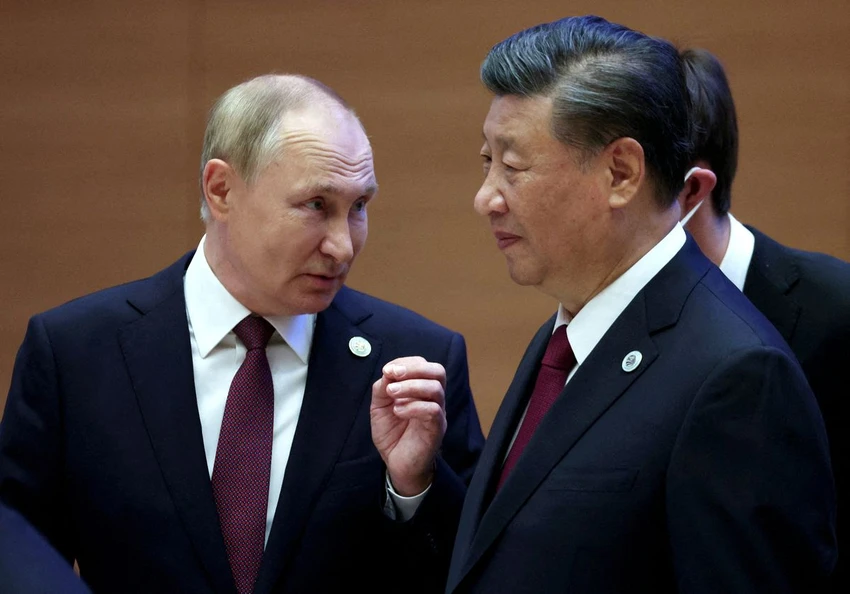 Tổng thống Vladimir Putin và người đồng cấp Tập Cận Bình tại hội nghị thượng đỉnh của Tổ chức Hợp tác Thượng Hải (SCO) ở Uzbekistan hồi tháng 9. Ảnh: Sergey Bobylev/SPUTNIK Tổng thống Vladimir Putin và người đồng cấp Tập Cận Bình tại hội nghị thượng đỉnh của Tổ chức Hợp tác Thượng Hải (SCO) ở Uzbekistan hồi tháng 9. Ảnh: Sergey Bobylev/SPUTNIK