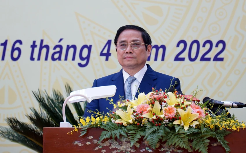 Thủ tướng Phạm Minh Chính phát biểu tại Lễ kỷ niệm 30 năm tái lập tỉnh Ninh Thuận. Ảnh: HUỲNH HẢI Thủ tướng Phạm Minh Chính phát biểu tại Lễ kỷ niệm 30 năm tái lập tỉnh Ninh Thuận. Ảnh: HUỲNH HẢI