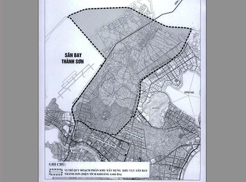 Quy hoạch phân khu xây dựng Khu vực sân bay Thành Sơn rộng 4.466 ha. Ảnh chụp màn hình. Quy hoạch phân khu xây dựng Khu vực sân bay Thành Sơn rộng 4.466 ha. Ảnh chụp màn hình.