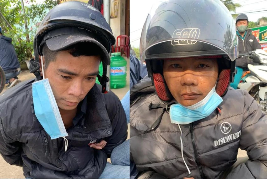 Hai tên cướp giật liên tỉnh bị bắt giữ. Ảnh: CÔNG AN. Hai tên cướp giật liên tỉnh bị bắt giữ. Ảnh: CÔNG AN.
