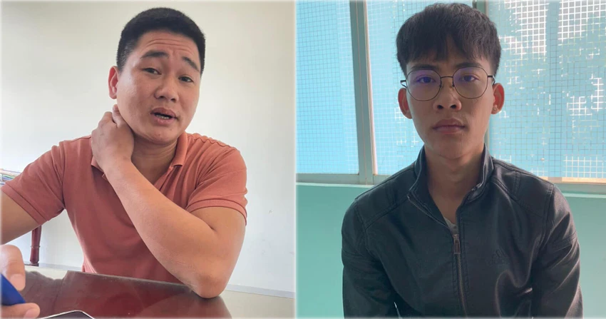 Hai nghi can bị Công an huyện Ninh Hải phát hiện đang hoạt động cho vay nặng lãi. Ảnh: C.A Hai nghi can bị Công an huyện Ninh Hải phát hiện đang hoạt động cho vay nặng lãi. Ảnh: C.A