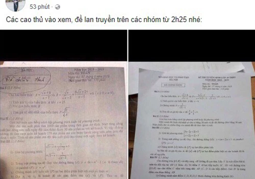 Vụ lộ đề thi văn, toán lớp 10: Giáo viên chụp gửi ra ngoài? ảnh 1 Vụ lộ đề thi văn, toán lớp 10: Giáo viên chụp gửi ra ngoài? ảnh 1