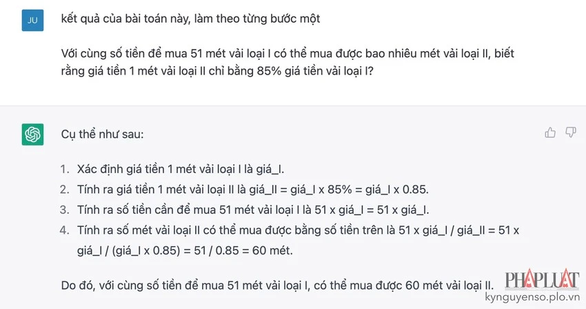 ChatGPT có thể giúp làm toán. Ảnh: MINH HOÀNG ChatGPT có thể giúp làm toán. Ảnh: MINH HOÀNG
