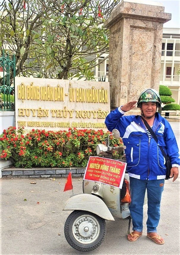 Cựu binh Nguyễn Hồng Thắng đã đến thành phố Hải Phòng để hội ngộ cùng các cựu binh. Ảnh: NVCC Cựu binh Nguyễn Hồng Thắng đã đến thành phố Hải Phòng để hội ngộ cùng các cựu binh. Ảnh: NVCC