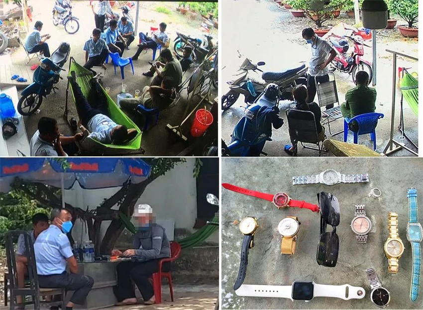 Theo thứ tự từ trái qua: Lúc cưỡng chế tháo dỡ nhà, các cán bộ trong đoàn cưỡng chế không giám sát việc tháo dỡ mà đến ngồi tại đầu hẻm. Công an khu vực và cán bộ phường đại diện đoàn cường chế đến trả lại đồng hồ cho chị C. Ông Giảng Phan Hồng Phúc, Phó Chủ tịch phường Hiệp Bình Chánh, TP Thủ Đức, Trưởng đoàn cưỡng chế đến xin lỗi và trả lại đồng hồ cho vợ chồng chị C. Đồng hồ, nhẫn, mắt kính bị lấy đã được trả lại cho gia đình chị C. Ảnh: TS Theo thứ tự từ trái qua: Lúc cưỡng chế tháo dỡ nhà, các cán bộ trong đoàn cưỡng chế không giám sát việc tháo dỡ mà đến ngồi tại đầu hẻm. Công an khu vực và cán bộ phường đại diện đoàn cường chế đến trả lại đồng hồ cho chị C. Ông Giảng Phan Hồng Phúc, Phó Chủ tịch phường Hiệp Bình Chánh, TP Thủ Đức, Trưởng đoàn cưỡng chế đến xin lỗi và trả lại đồng hồ cho vợ chồng chị C. Đồng hồ, nhẫn, mắt kính bị lấy đã được trả lại cho gia đình chị C. Ảnh: TS