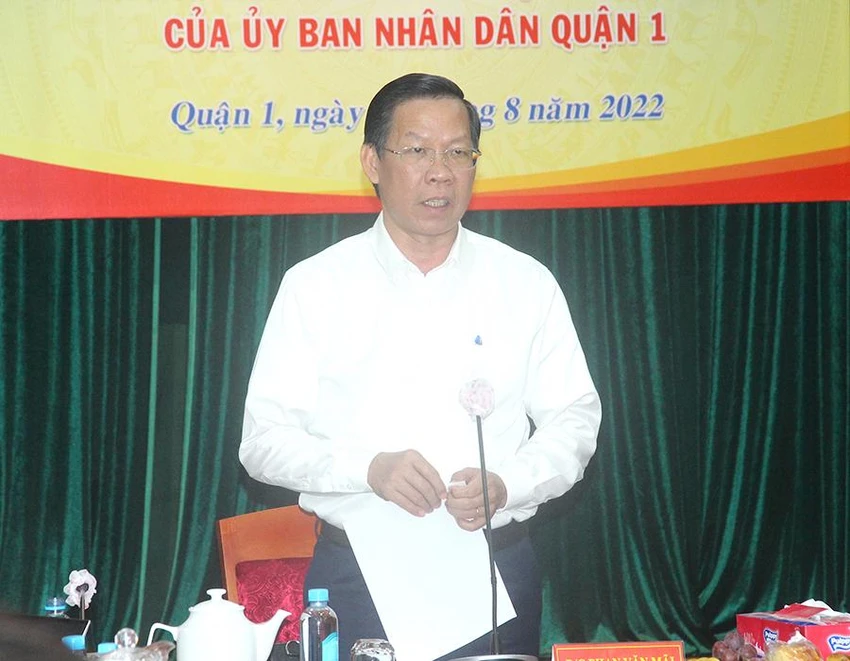 Chủ tịch UBND TP.HCM Phan Văn Mãi phát biểu tại buổi làm việc. Ảnh: LÊ THOA Chủ tịch UBND TP.HCM Phan Văn Mãi phát biểu tại buổi làm việc. Ảnh: LÊ THOA