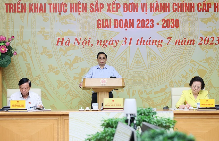 Thủ tướng Phạm Minh Chính chủ trì hội nghị. Ảnh: TTXVN