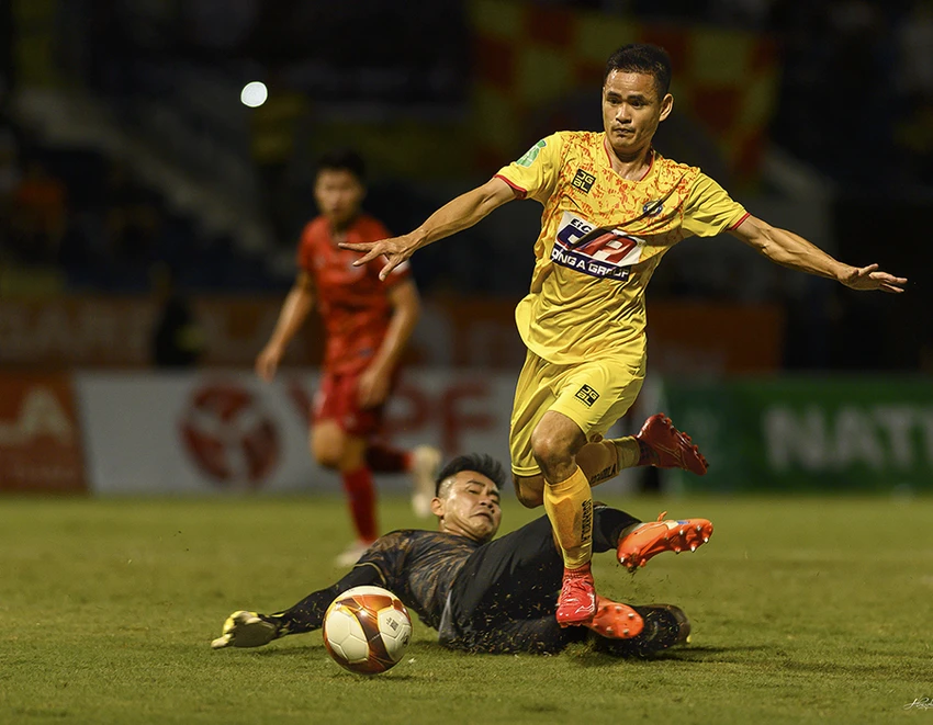 Thanh Hóatrong chiến thắng 4-1 tại bán kết trước PVF CAND. Ảnh: CTV Thanh Hóatrong chiến thắng 4-1 tại bán kết trước PVF CAND. Ảnh: CTV