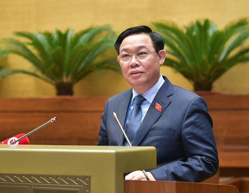 Chủ tịch Quốc hội Vương Đình Huệ phát biểu chỉ đạo tại phiên họp giả định. Ảnh: QH Chủ tịch Quốc hội Vương Đình Huệ phát biểu chỉ đạo tại phiên họp giả định. Ảnh: QH