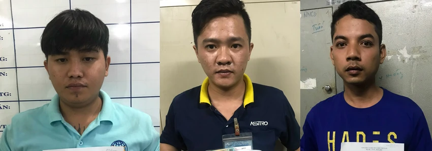 Ba thanh niên vừa mới bị bắt giữ. Ảnh: CACC Ba thanh niên vừa mới bị bắt giữ. Ảnh: CACC