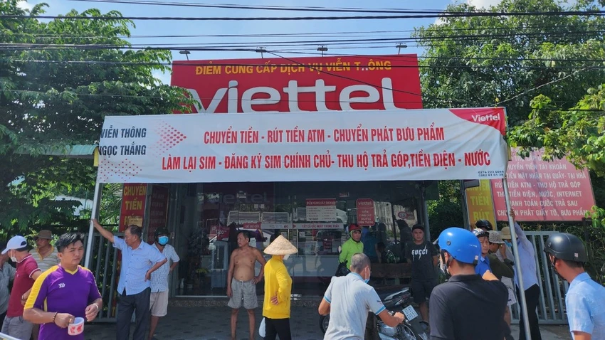 Điểm giao dịch Viettel bị cướp tiền. Ảnh: CACC Điểm giao dịch Viettel bị cướp tiền