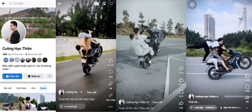Xác minh nhóm thanh niên biểu diễn chở ba, bốc đầu đăng lên facebook