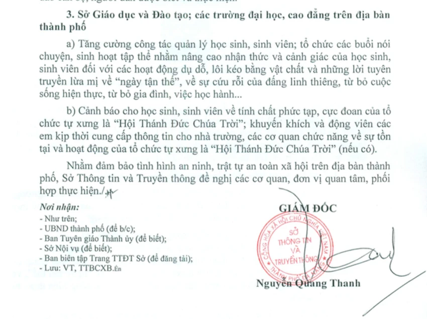 Đà Nẵng cảnh báo việc truyền bá 'Hội Thánh Đức Chúa Trời' ảnh 1 Đà Nẵng cảnh báo việc truyền bá 'Hội Thánh Đức Chúa Trời' ảnh 1