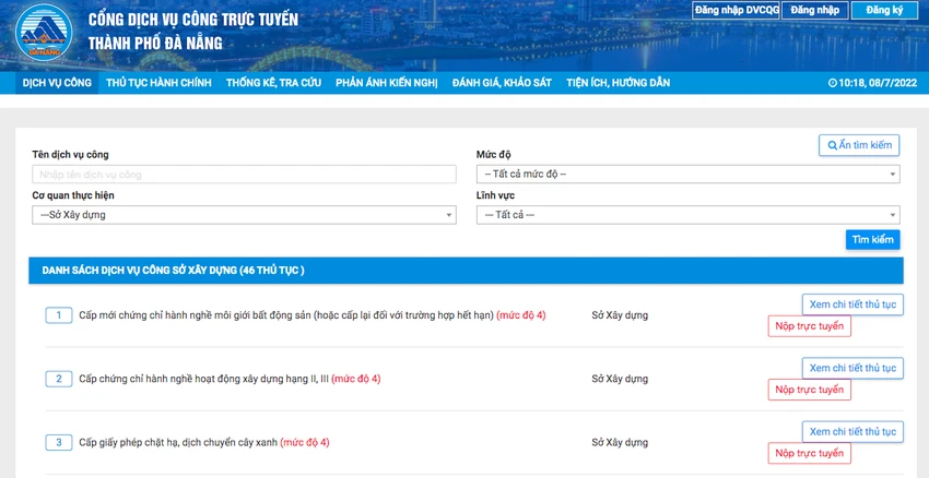 Người dân, doanh nghiệp có thể nộp hồ sơ trực tuyến tới Sở Xây dựng TP Đà Nẵng để được giải quyết nhanh gọn. Ảnh: HA.