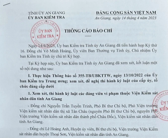 kỷ luật an giang kỷ luật an giang
