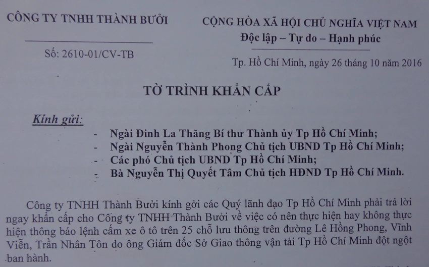 'Cấm đường không nhằm 'triệt' hãng xe Thành Bưởi' ảnh 1 'Cấm đường không nhằm 'triệt' hãng xe Thành Bưởi' ảnh 1